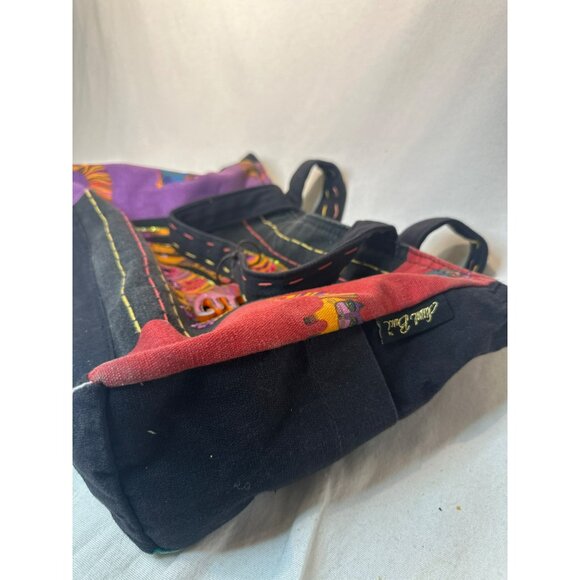 Laurel Burch Cat Print Tote Bag With Zippered Top & Interior Pocket Bag Charm - Picture 4 of 8